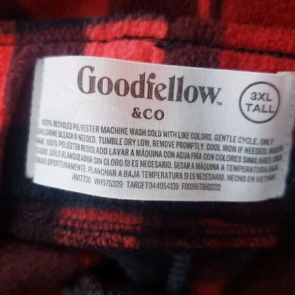 NEW Goodfellow Fleece Pajama Pants Size 3XL Tall / 3XLT Red Black Plaid - Picture 8 of 8